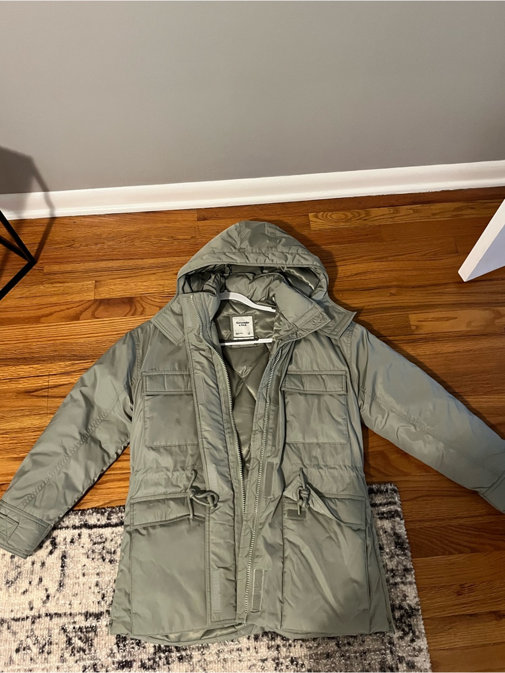 Abercrombie & Fitch Sage Green Hooded Winter Coat